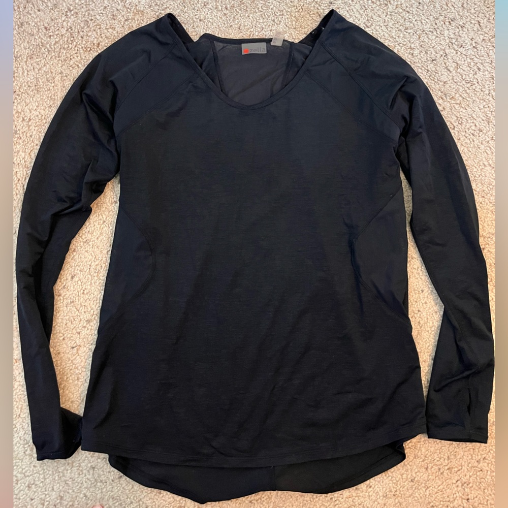 Zella Black Long Sleeve Exercise Top, Size Medium